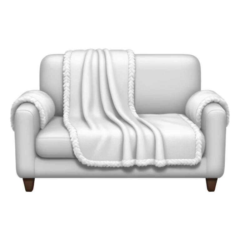 White knit blanket on white fluffy couch  sticker