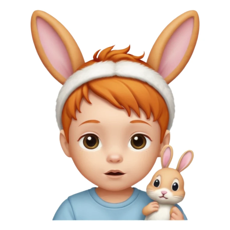 bunny ear wearing ginger small baby sticker