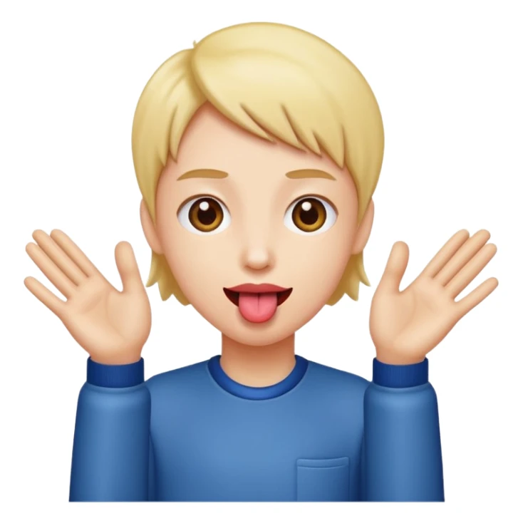 Tongue out with hands to the side  sticker