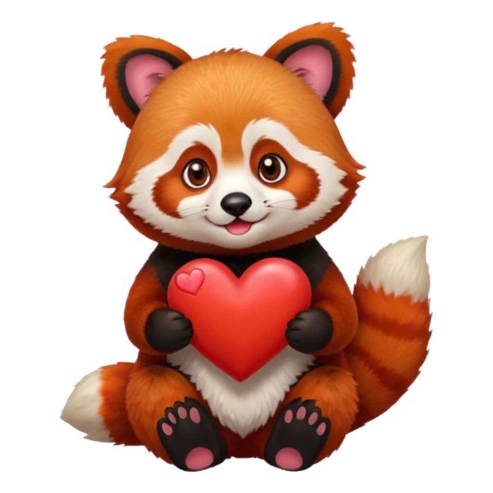 red panda holding a red emoji heart sticker