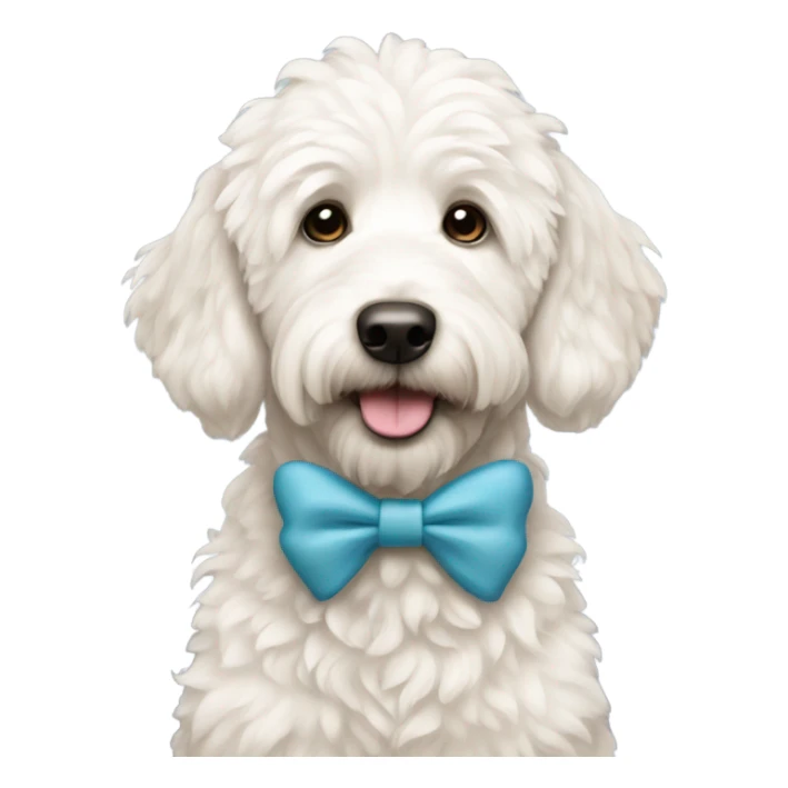 white golden doodle with bow sticker