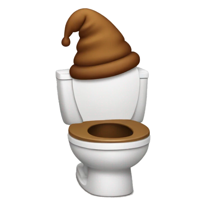 Poop wearing a toilet hat  sticker