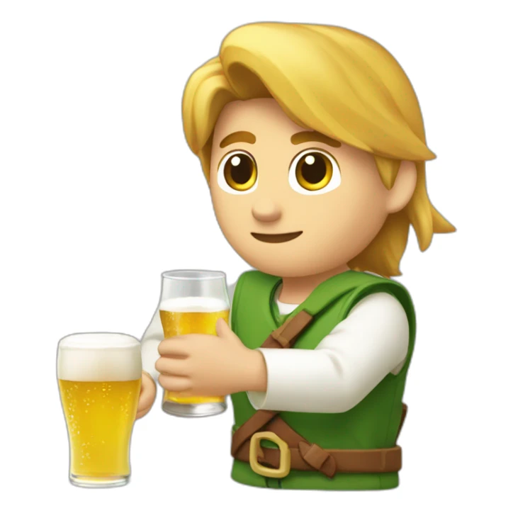 Link qui boit une bière à côté de zeld sticker