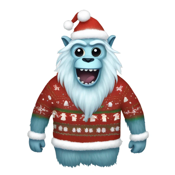 Yeti wearing ugly Xmas sweaters  sticker