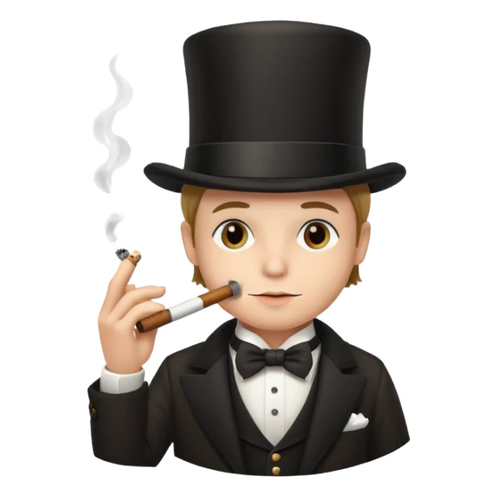 Little man smoking a cigar with a top hat sticker