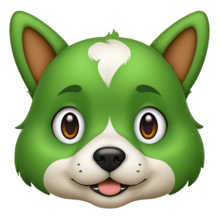 Dog with green skin sticker