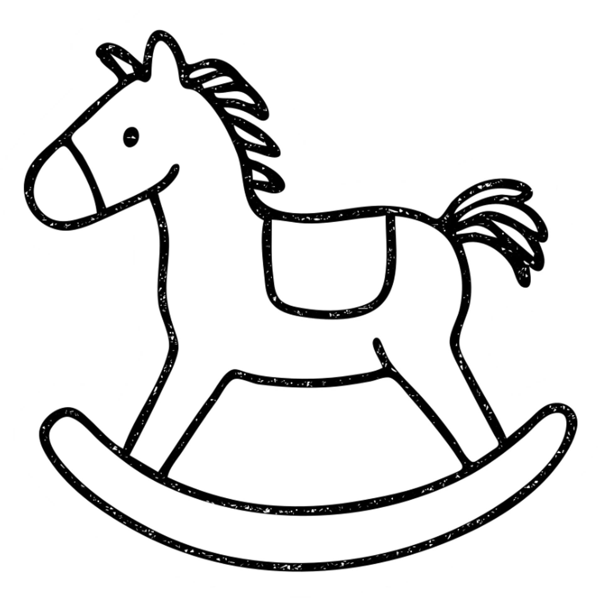 hand drawn outlined rocking horse icon sticker