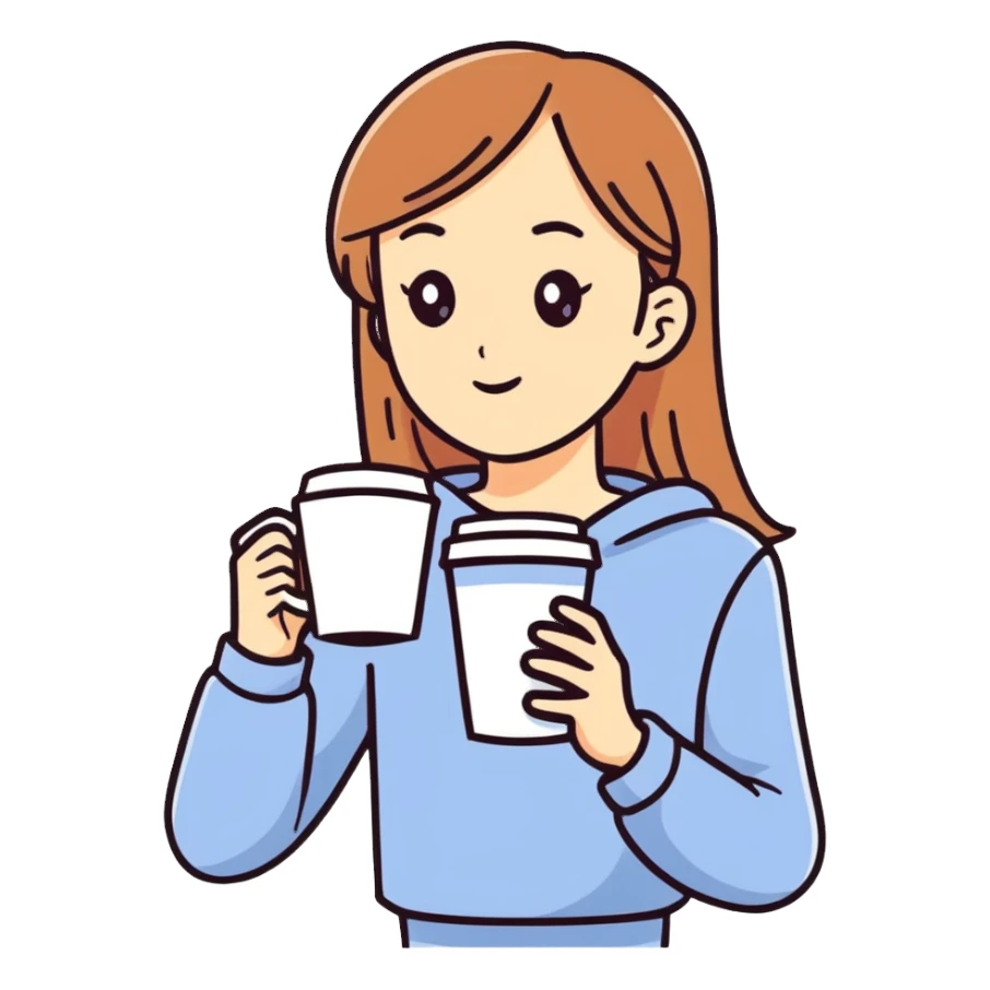 Girl holding coffee cup sticker