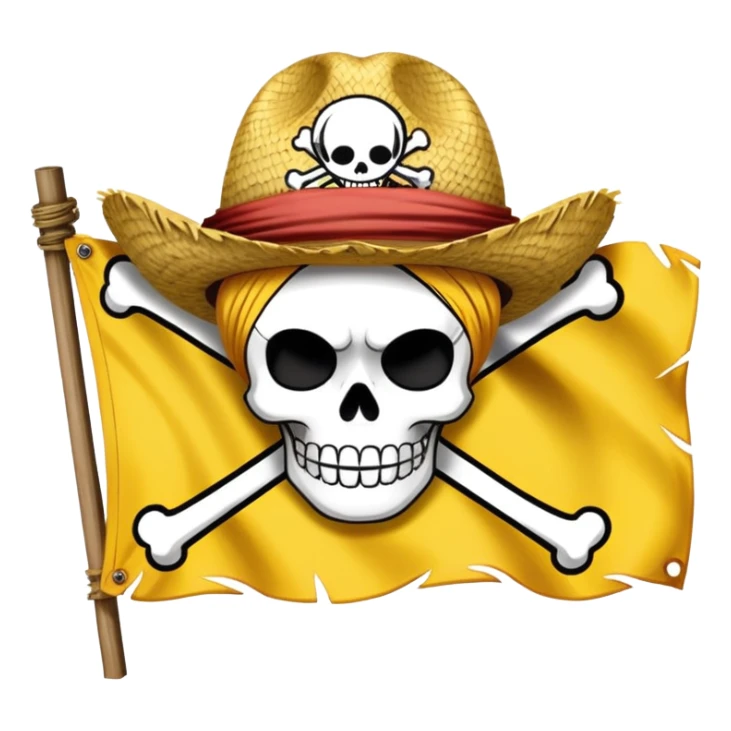 One Piece Straw Hat Pirates flag with skull wearing straw hat sticker