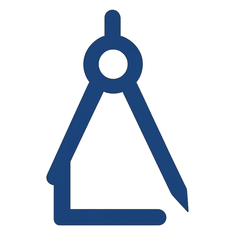 modern flat design logo, compass tool arranged as an L shape, navy blue, simple and iconic sticker