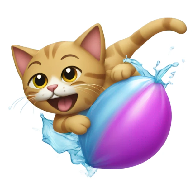 Cat in a water balloon fight  sticker