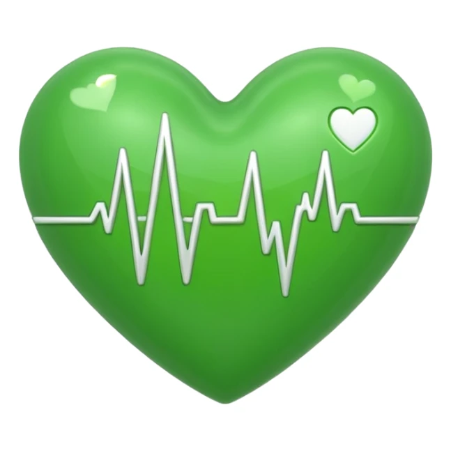 green heart with ECG heartbeat line sticker