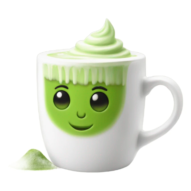 Realistic Matcha latte in white mug sticker