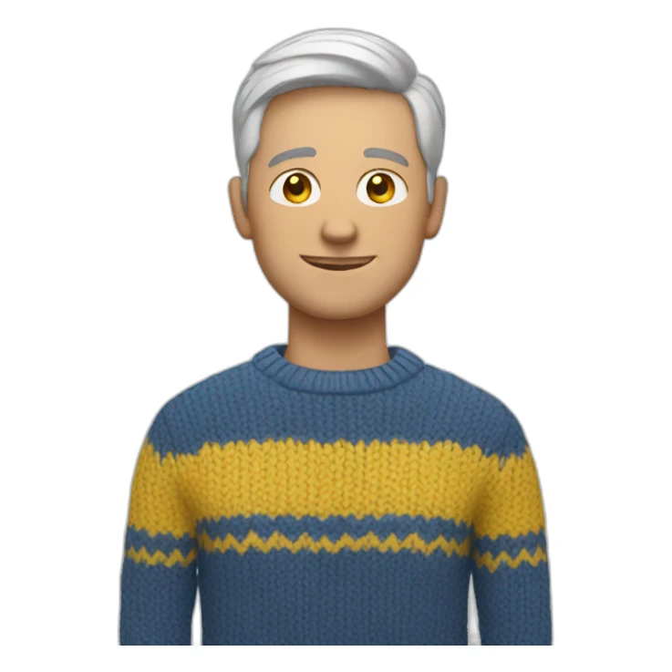 White Man in blue and yellow sweater sticker