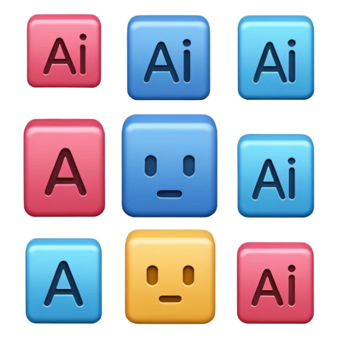 Block letters of "AI" sticker