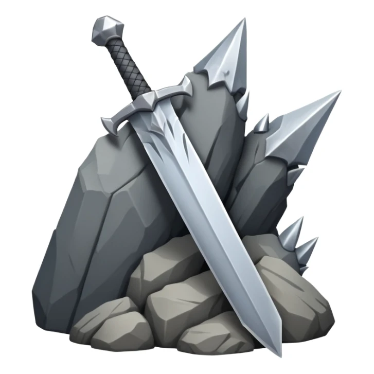 a sword in a spiked rock sticker
