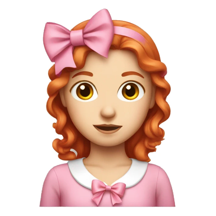 Red head girl with pink bow sticker