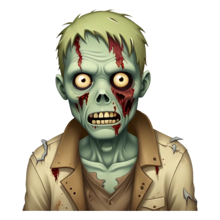 zombie character with decaying features and torn clothing sticker