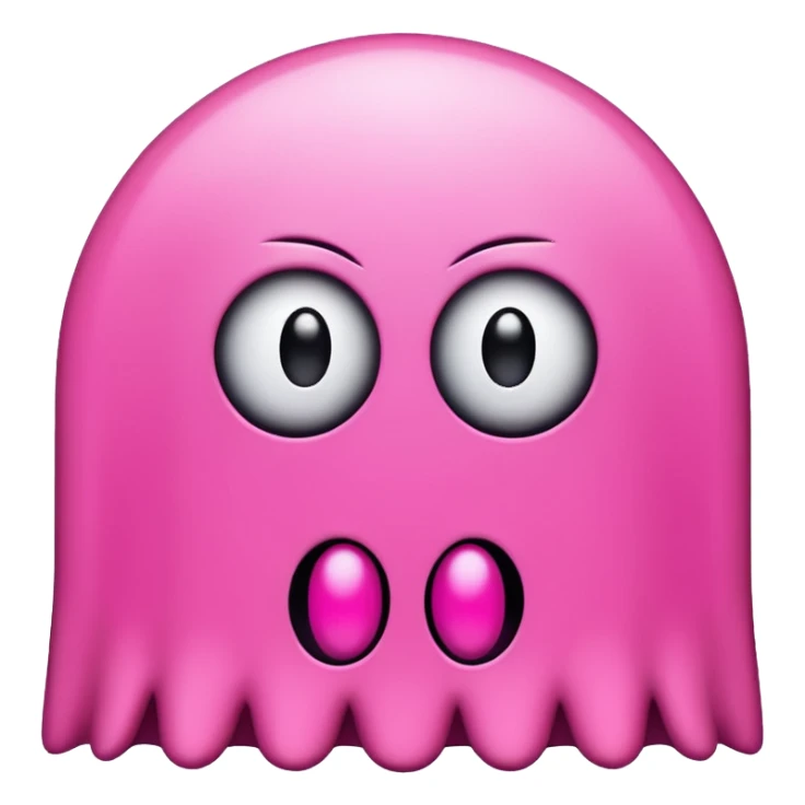 Pink Pacman ghost character with big eyelashes sticker