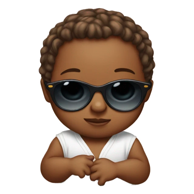 Baby in sunglasses with onsie sticker