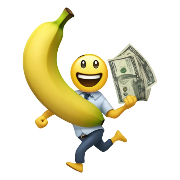 A banna running with money  sticker