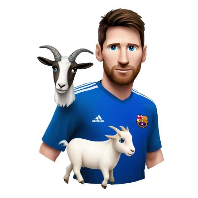 messi with a goat, blue eyes sticker