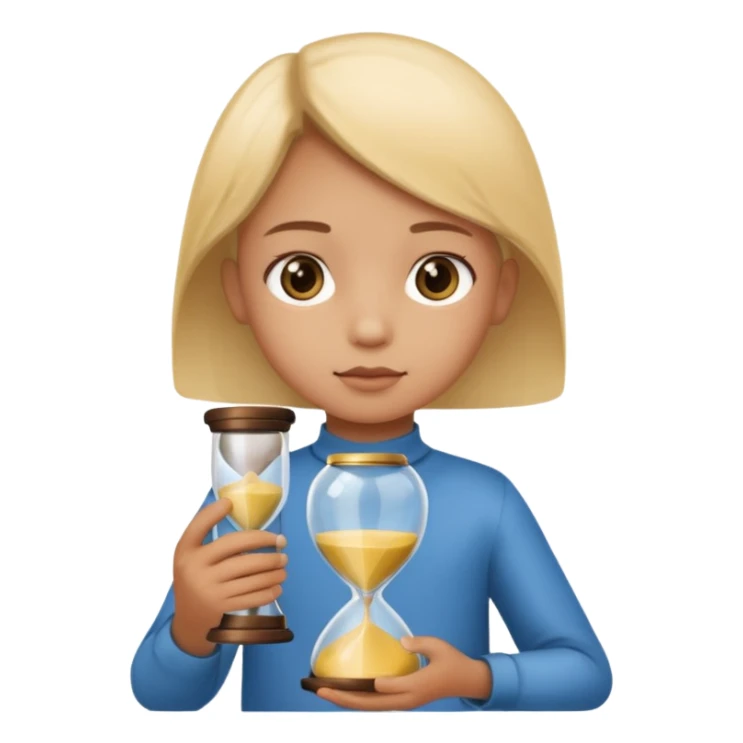 child holding hourglass sticker