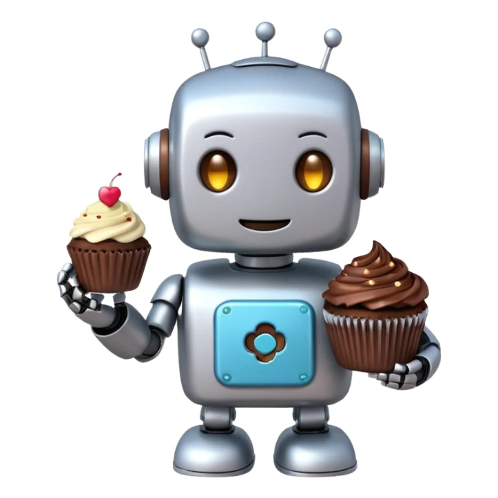 The cute robot and dessert, 3d emoji sticker