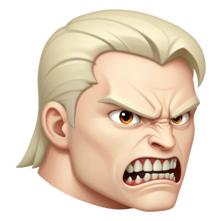 young angry man in profile view with sharp fangs and intense expression sticker