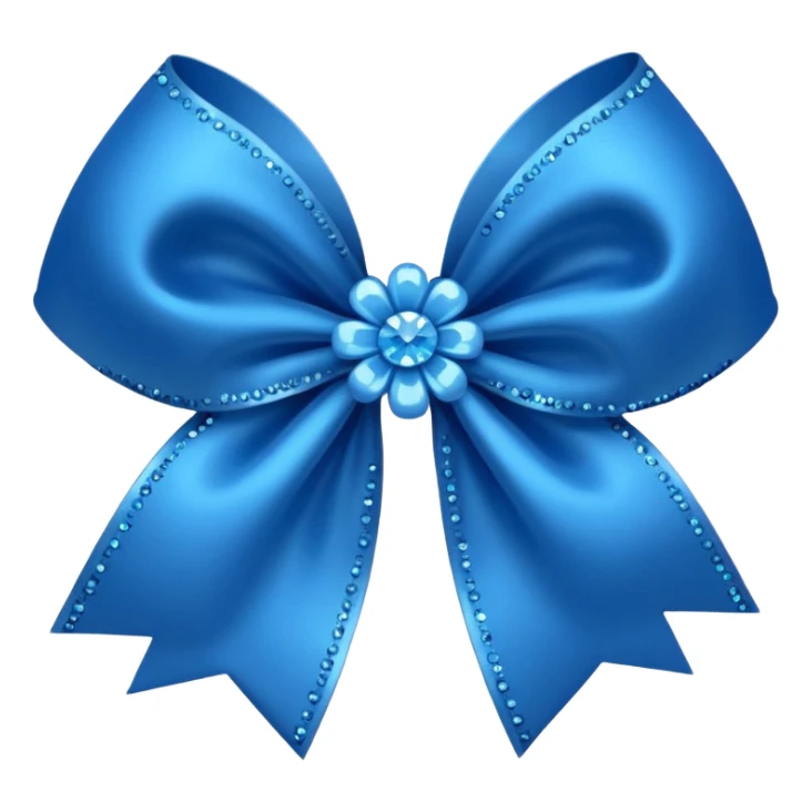 blue flower bow with glitter sticker