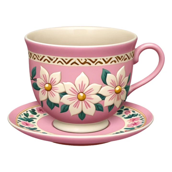 Pink white & beige Talavera teacup sticker