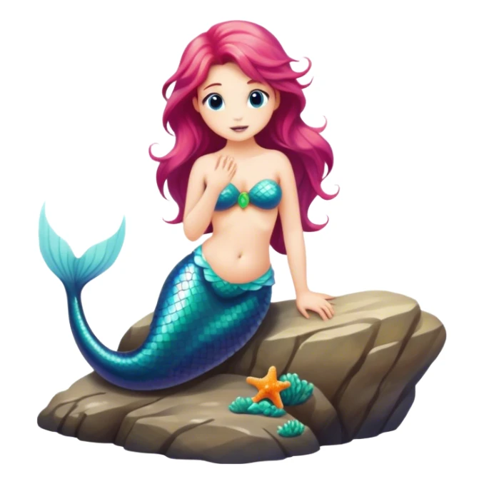 mermaid on a rock  sticker