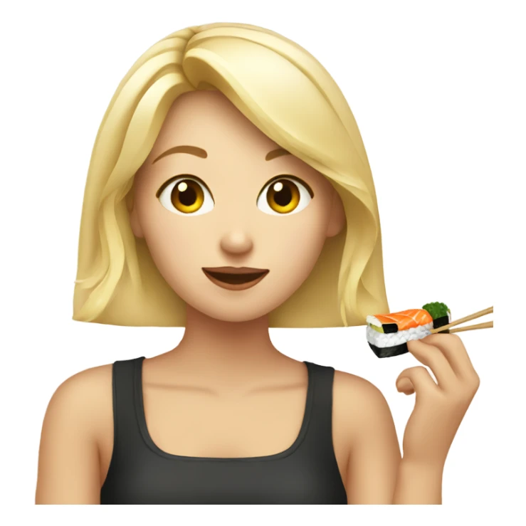 Blonde girl eating sushi sticker