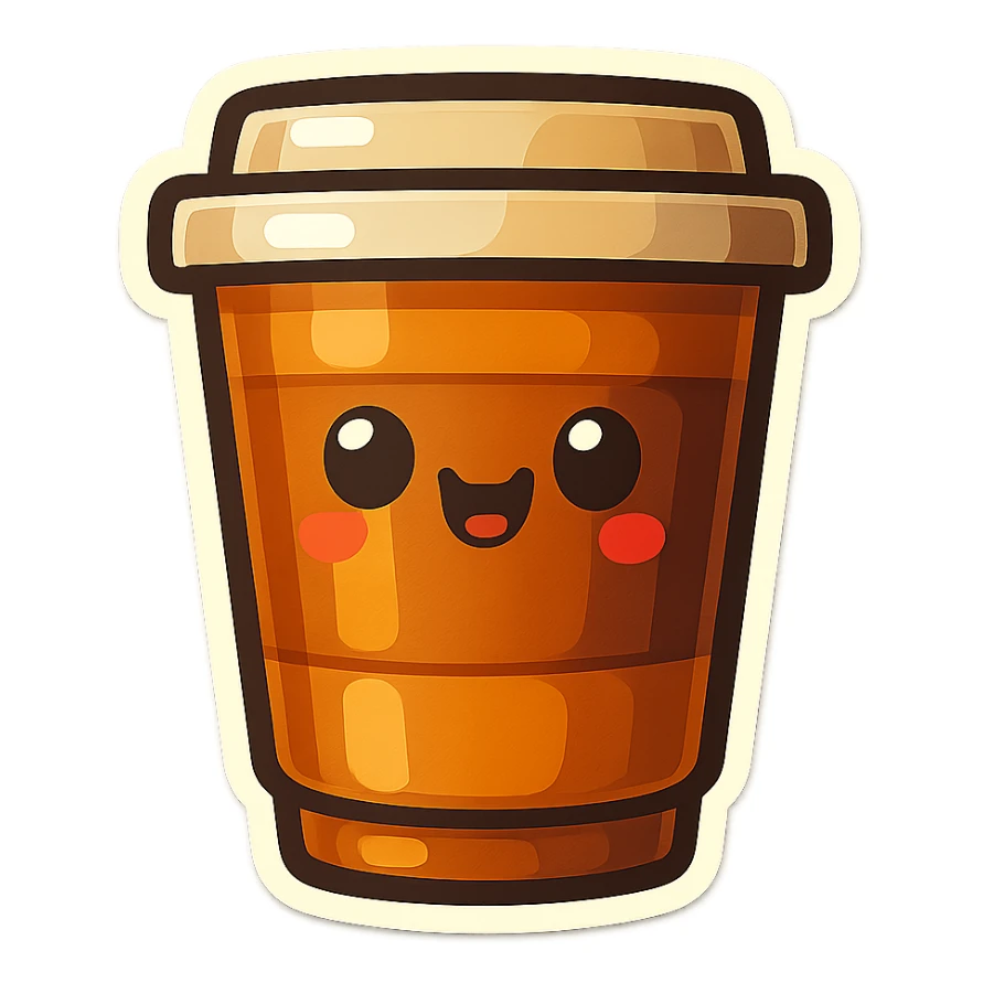 Tall coffee cup, hiding itself sticker