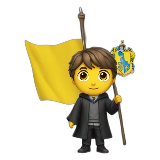 Harry Potter holds a Ukrainian flag sticker