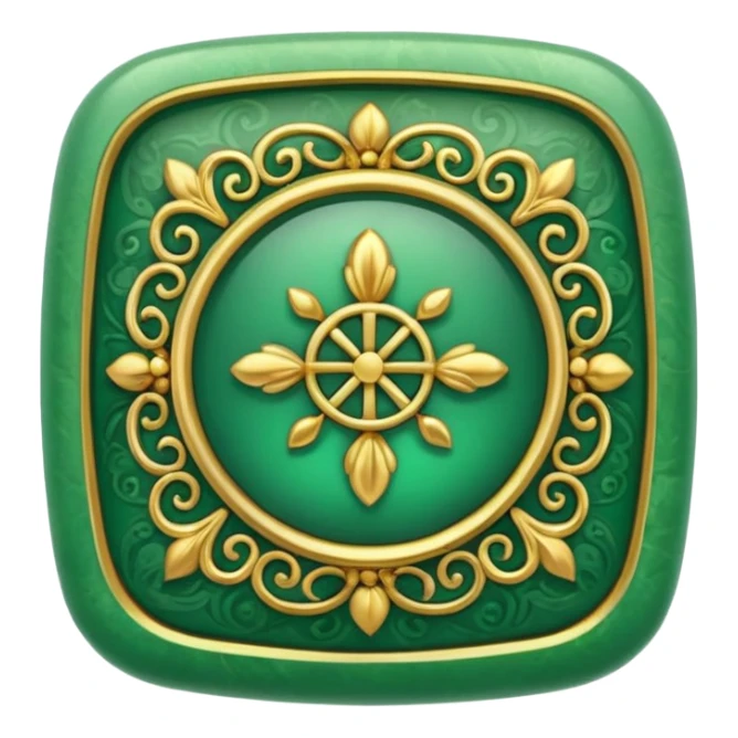 Jade and gold filigree style rounded square icon button sticker