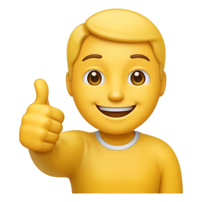 create an emoji smiling holding a thumbs up sticker