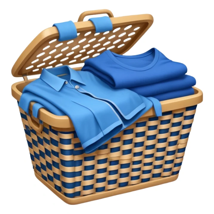 LAUNDRY white BASKET WITH FOLDED blue CLOTHES sticker