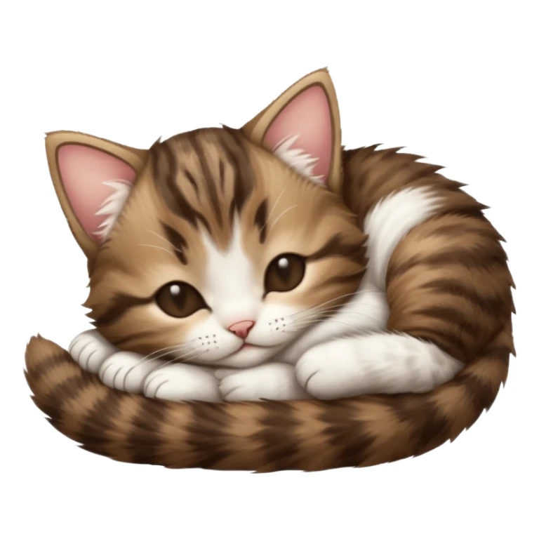 dark brown tabby and white kitten upside down sleeping sticker