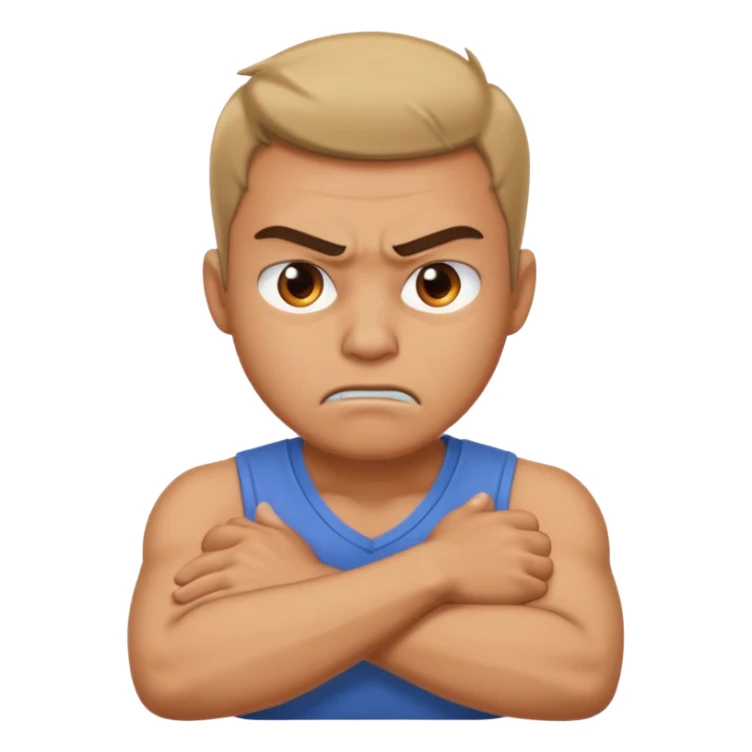 arms crossed holding neck angry guy sticker