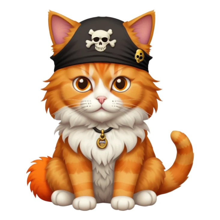cat full body sitting next to a pirate with one eye patch sticker