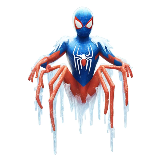 Spider-Man with icicles all over him sticker