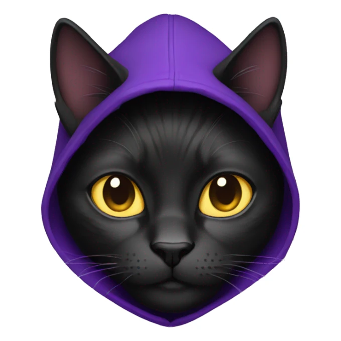 Black cat with a purple hoodie  sticker