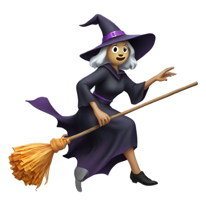 witch facing to the right, flying on a broom, throwing candy. sticker
