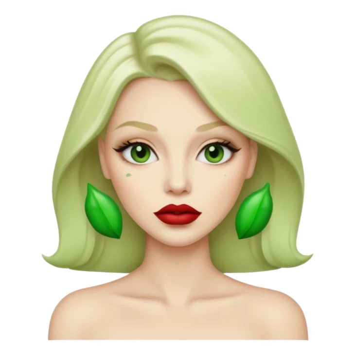 woman with green colored lips sticker