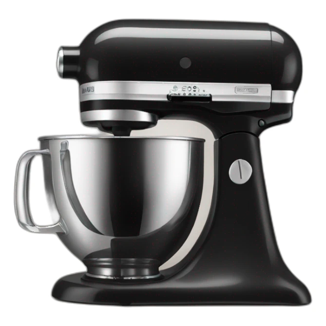 Black Stand mixer with clear glass bowl sticker