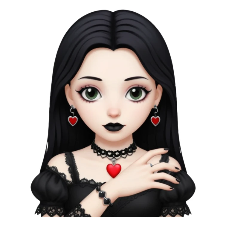 goth themed heart with a black lace bracelet sticker