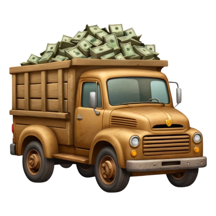 brown truck with money sticker
