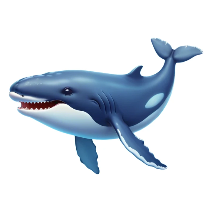 Cinematic Comical Humpback Whale Portrait Emoji, Head tilted dramatically with an exaggeratedly shocked expression, featuring a massive yet graceful body with wide, comically expressive eyes full of playful disbelief and animated pectoral fins, Simplified yet hilariously expressive features, highly detailed, glowing with a slightly sassy oceanic glow, high shine, dramatic yet playful, stylized with an air of cheeky marine mischief, soft glowing outline, capturing the essence of a meme-worthy humpback whale that looks ready to make waves with its hilariously dramatic antics! sticker