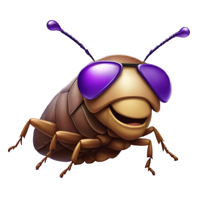Purple bedazzle cockroach with sunglasses  sticker